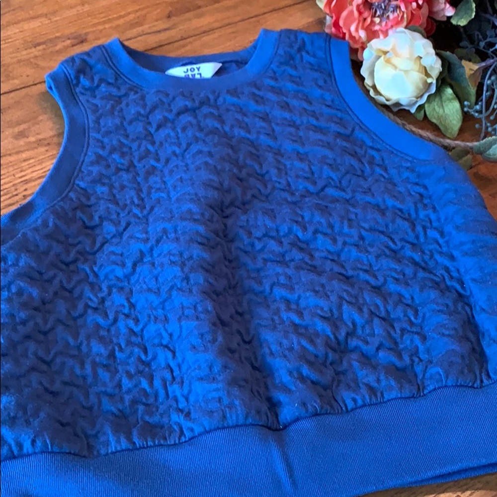 Joy Lab quilted blue workout top